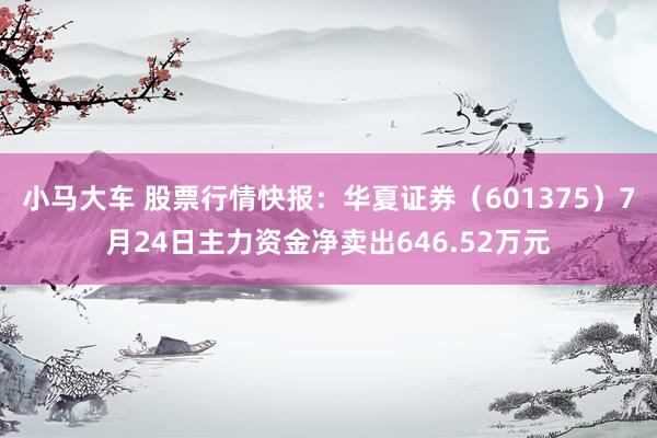 小马大车 股票行情快报：华夏证券（601375）7月24日主力资金净卖出646.52万元