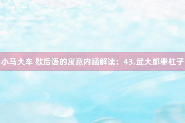 小马大车 歇后语的寓意内涵解读：43.武大郎攀杠子