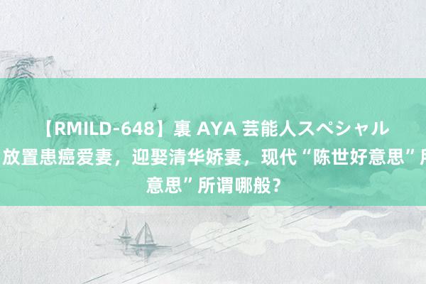 【RMILD-648】裏 AYA 芸能人スペシャル 张子健：放置患癌爱妻，迎娶清华娇妻，现代“陈世好意思”所谓哪般？