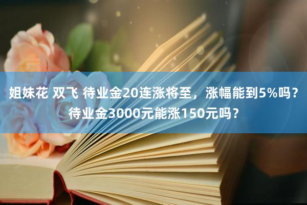 姐妹花 双飞 待业金20连涨将至，涨幅能到5%吗？待业金3000元能涨150元吗？