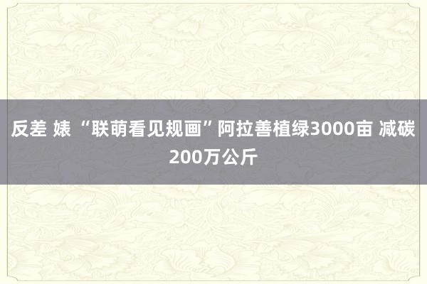 反差 婊 “联萌看见规画”阿拉善植绿3000亩 减碳200万公斤