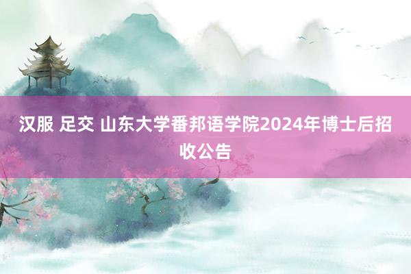 汉服 足交 山东大学番邦语学院2024年博士后招收公告